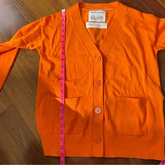 Wear Cissa The Wrap Cardigan Bright Orange 12g 100% Cotton Sweater Womens XS/S - Picture 12 of 13